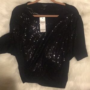 Black Sequins Buckle Shirt